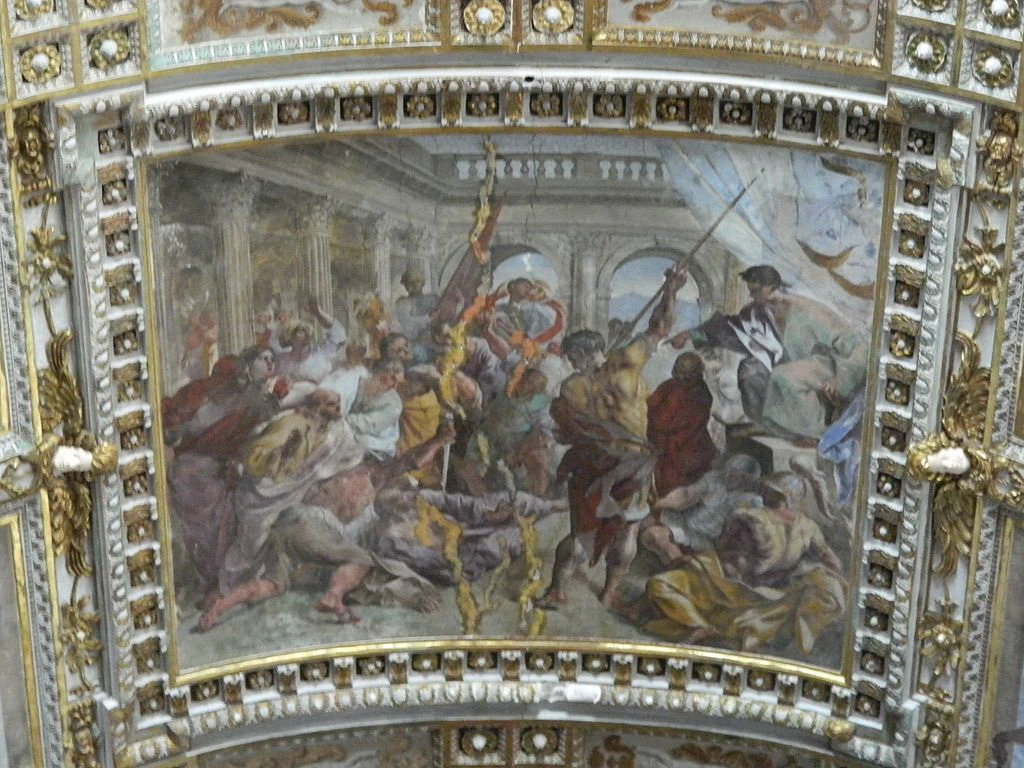 105-Martirio di san Matteo (Giovanni Lanfranco) Terzoriquadro centrale della volta della chiesa dei Santi Apostoli di Napoli 